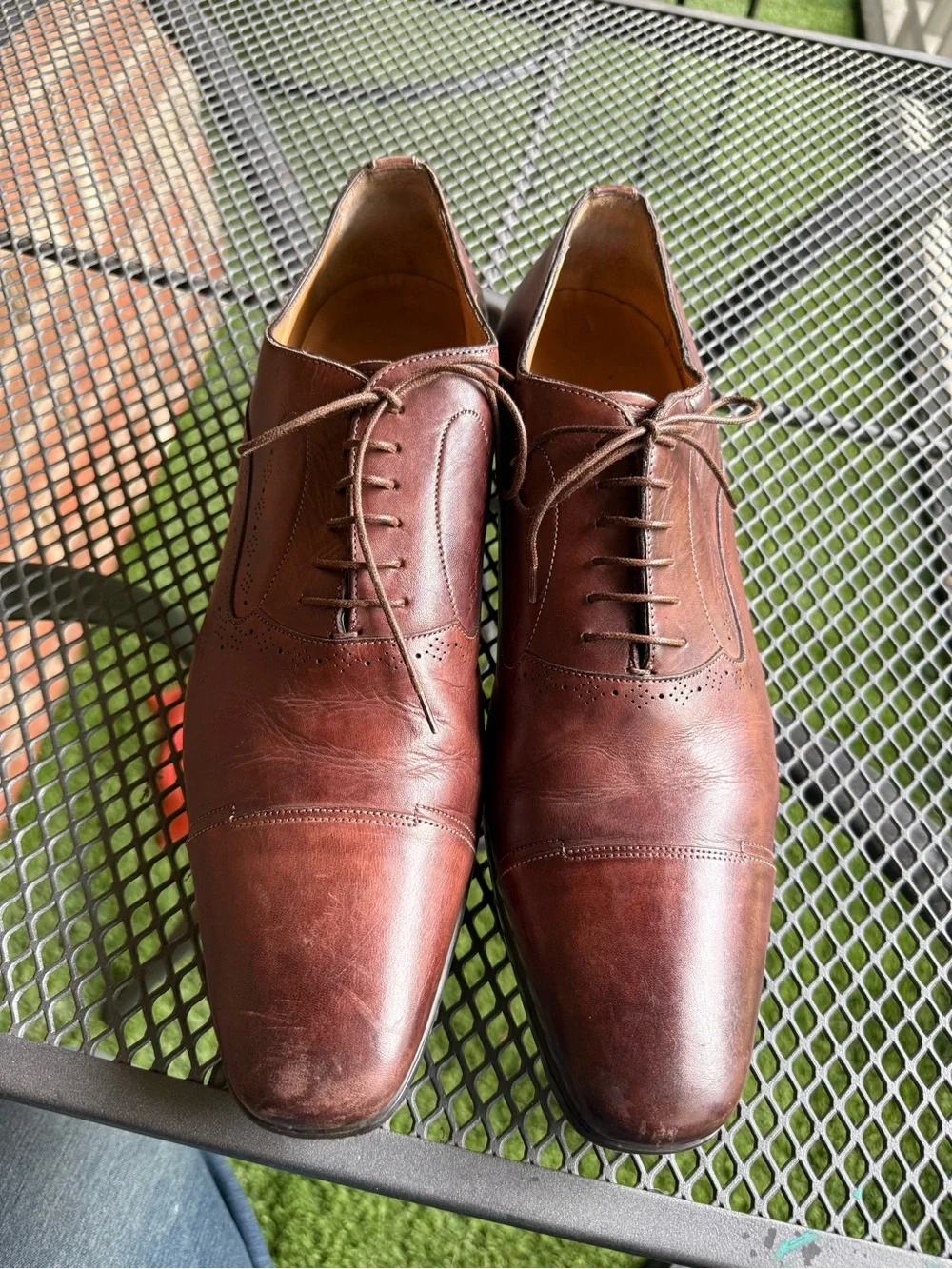 Santoni Brown Leather Cap Toe Oxford Dress Shoes Men’s 13D